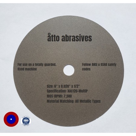 ATTO ABRASIVES Ultra-Thin Sectioning Wheels 6"x0.020"x1/2" Multi-purpose 1W150-050-SG